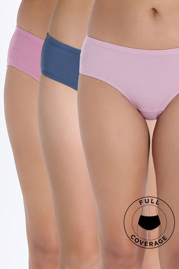 Buy Zivame Regular Rise Full Coverage Hipster Panty (Pack of 3) - Multicolor